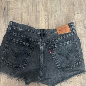 Levi's Washed Black High-Rise Denim Cutoff Shorts
